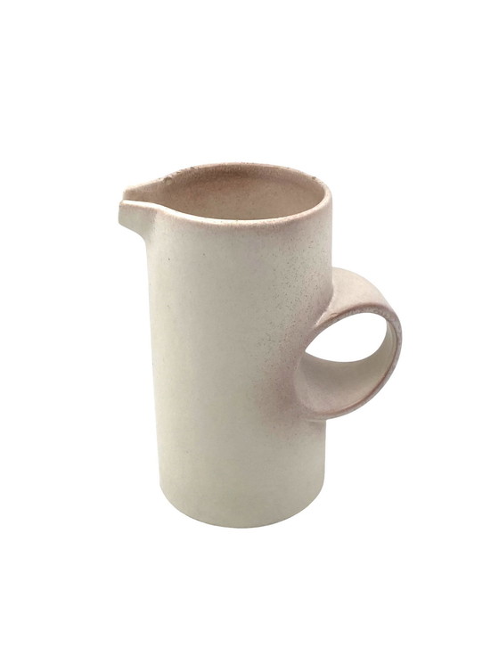 Image 1 of Vase / pichet moderne organique en céramique blanche, La Sfera Italie 1980S