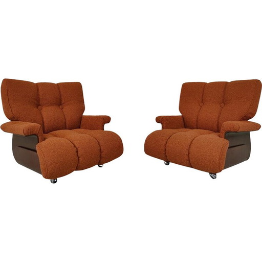 Paire de fauteuils orange du Mid Century, Italie années 1960