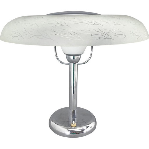 Lampe de table vintage en verre et chrome, Tchécoslovaquie1930