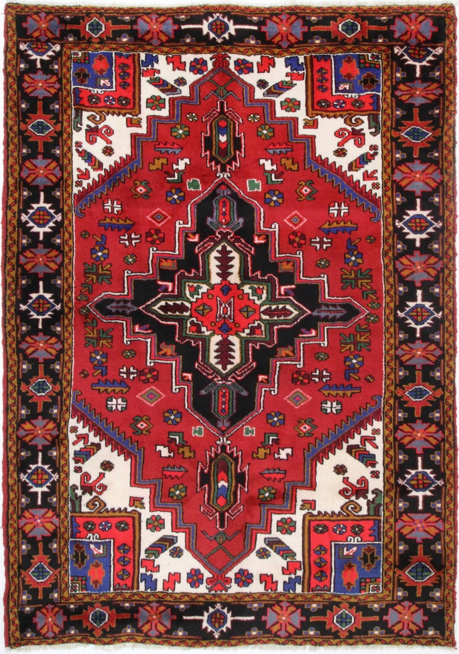 Grand Tapis Persan Vintage 174x108 Cm – Laine Noué Main Bleu Dicarpet