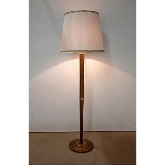 Image 1 of Lampadaire vintage art déco en bois de hêtre verni, 1940
