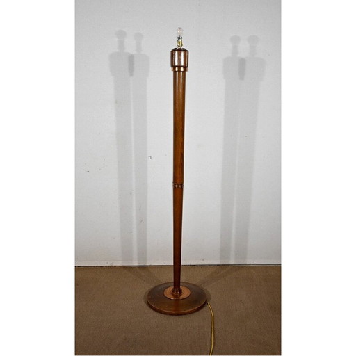 Lampadaire vintage art déco en bois de hêtre verni, 1940