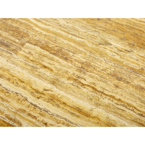 Image 1 of Table basse vintage en chrome et travertin jaune par George Ciancimino pour Mobilier International, 1975