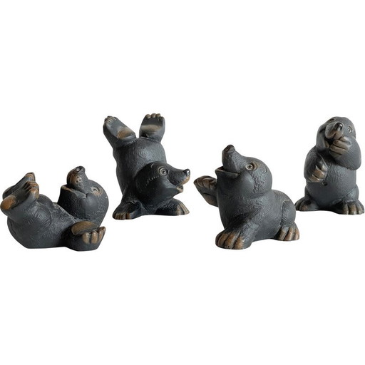 Jeu de 4 taupes vintage de Gilde Handwerk, Allemagne