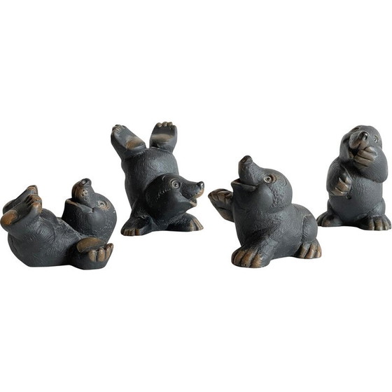Image 1 of Jeu de 4 taupes vintage de Gilde Handwerk, Allemagne