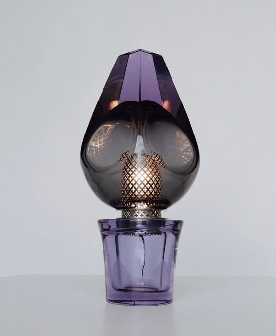 Image 1 of Lampe de table italienne en verre par Flavio Poli pour Seguso Vetri Darte, 1970S