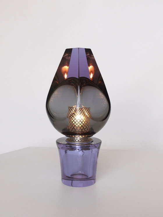 Image 1 of Lampe de table italienne en verre par Flavio Poli pour Seguso Vetri Darte, 1970S