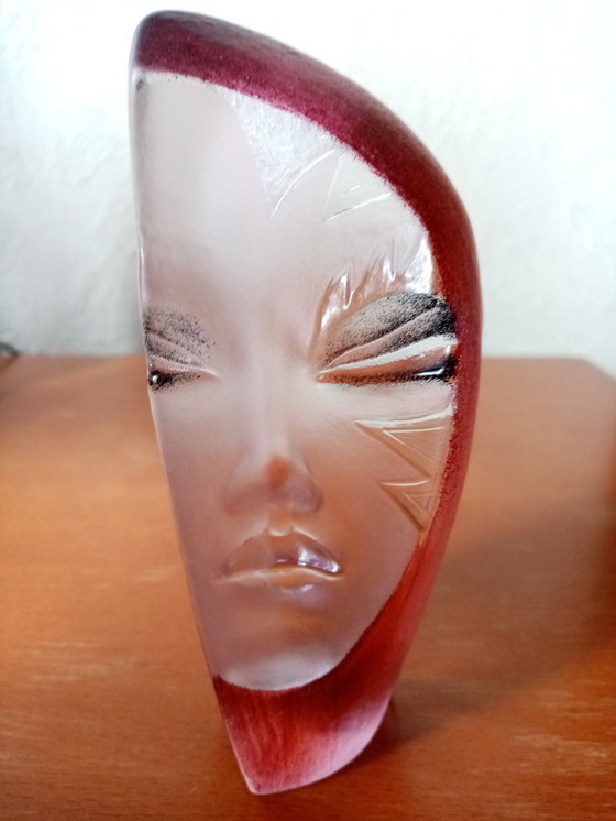 Image 1 of Sculpture Masque En Cristal  "Batsebas" Crée Par L'Artiste Suedois   Mats Jonasson 80S