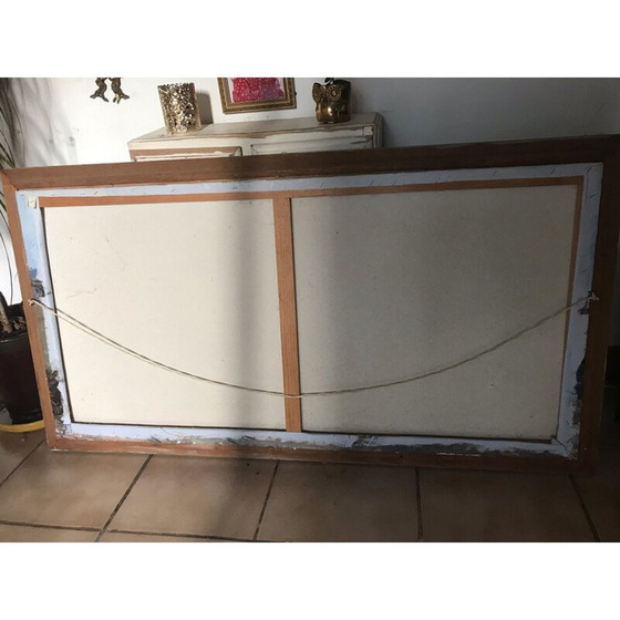 Image 1 of Huile sur toile vintage "Scène animée parisienne".