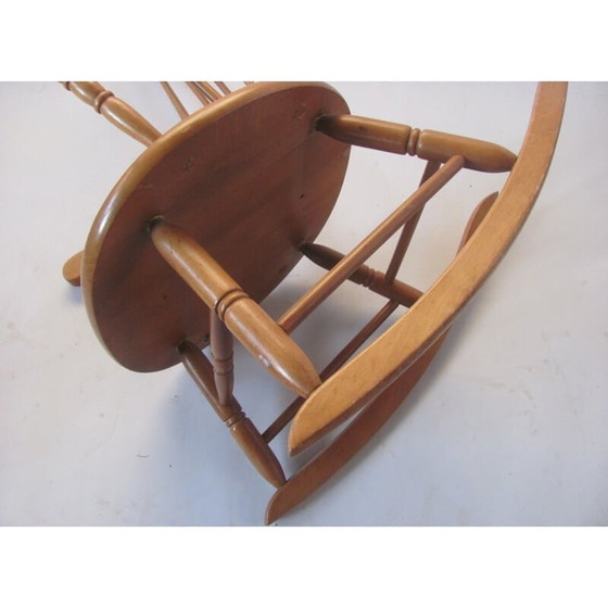 Image 1 of Fauteuil à bascule vintage, tout en bois, Tchécoslovaquie 1960