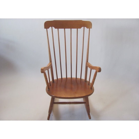 Image 1 of Fauteuil à bascule vintage, tout en bois, Tchécoslovaquie 1960