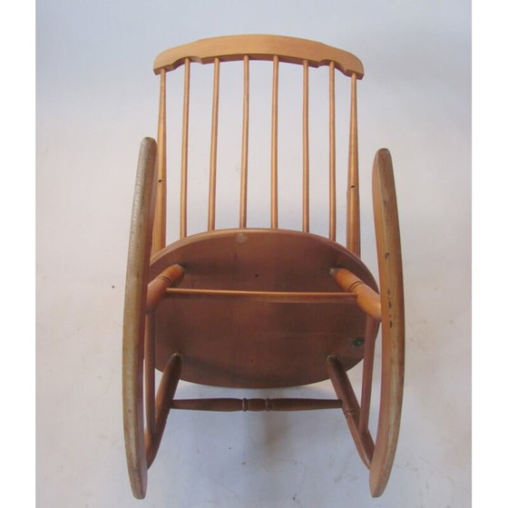 Image 1 of Fauteuil à bascule vintage, tout en bois, Tchécoslovaquie 1960