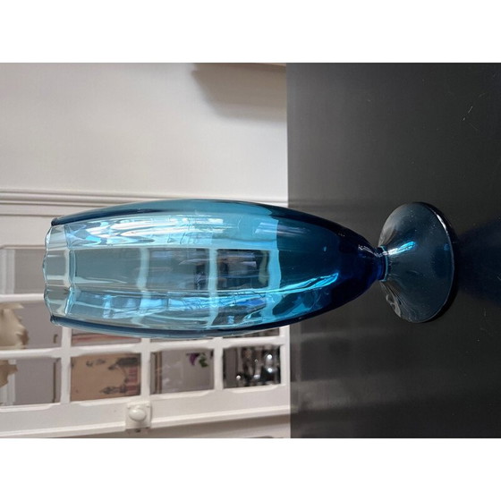 Image 1 of Vase vintage italien en verre bleu, 1970