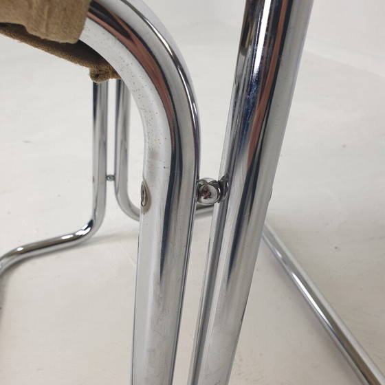 Image 1 of Paire de chaises italiennes vintage en toile et métal chromé, 1970