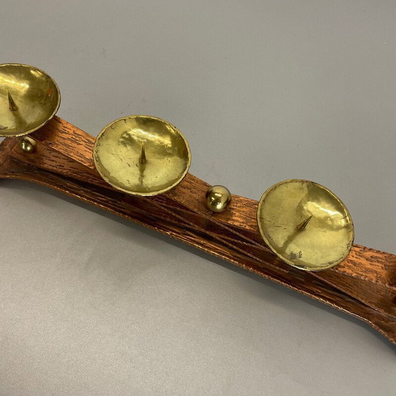 Image 1 of Chandelier vintage brutaliste en cuivre et laiton, Autriche 1950s