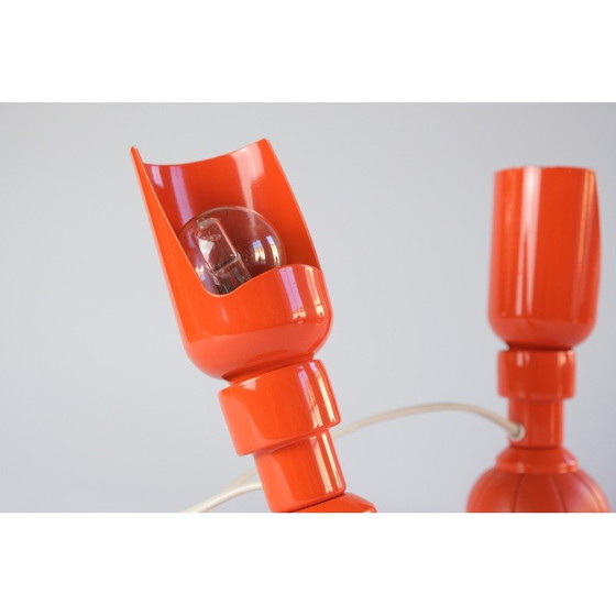 Image 1 of Paire de lampes vintage modèle 600P en aluminium laqué et cuir synthétique par Gino Sarfatti pour Arteluce, Italie 1966