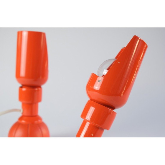 Image 1 of Paire de lampes vintage modèle 600P en aluminium laqué et cuir synthétique par Gino Sarfatti pour Arteluce, Italie 1966