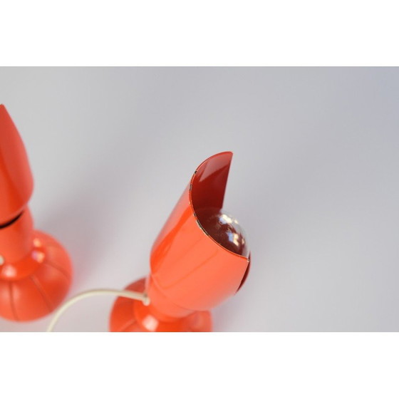 Image 1 of Paire de lampes vintage modèle 600P en aluminium laqué et cuir synthétique par Gino Sarfatti pour Arteluce, Italie 1966
