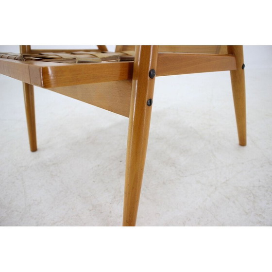 Image 1 of Fauteuil vintage en bois et tissu orange pour Ton, Tchécoslovaquie 1970