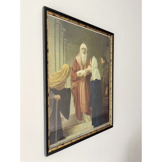 Image 1 of Gravure chrétienne allemande vintage "Siméon, la présentation de Jésus", années 1930