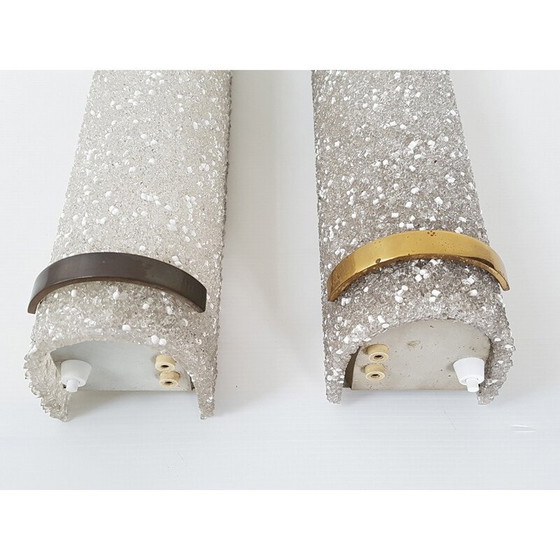 Image 1 of Paire d'appliques vintage en résine et laiton, 1950