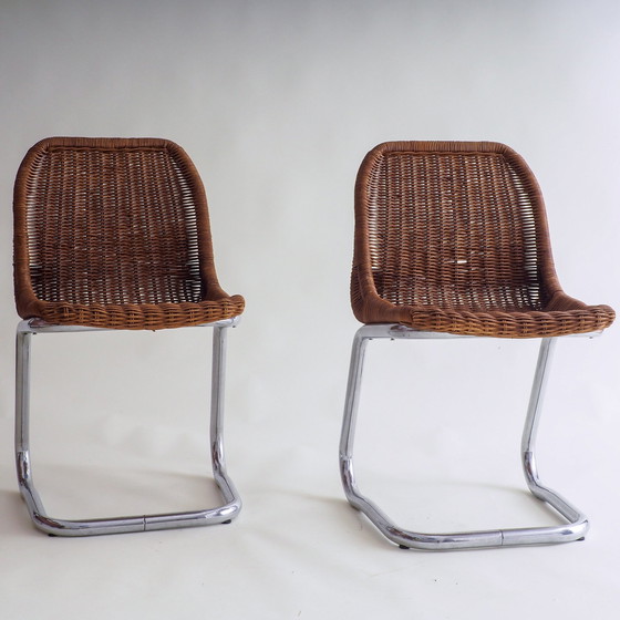 Image 1 of 2 Chaises Cantilever en rotin attribuées à Dirk Van Sliedregt pour Gebroeders Jonkers Noordwolde