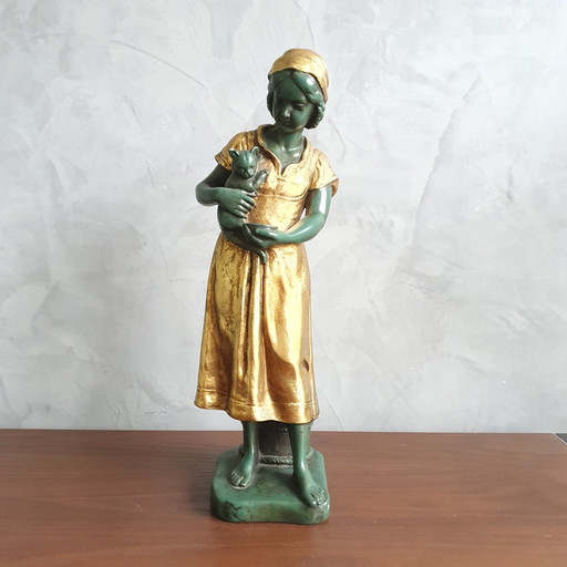 Paridon Brothers début 19ème siècle figurine Fille avec chat