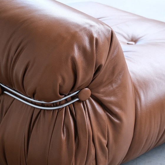 Image 1 of Paire de fauteuils Soriana en cuir vintage par Scarpa pour Cassina, Italie, années 1970