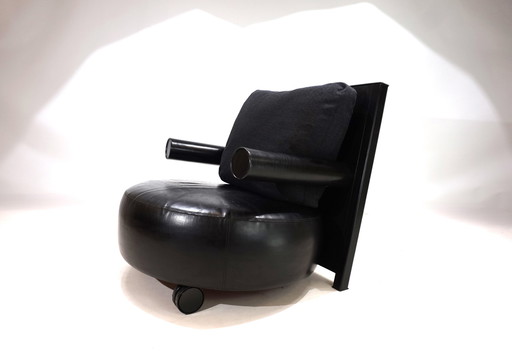 B&B Italia Fauteuil en cuir Baisity par Antonio Citterio, 1980