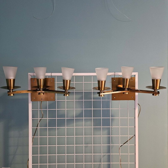 Image 1 of Paire d'appliques vintage en bronze et laiton pour Maison Cheret, 1960
