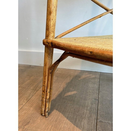 Image 1 of Etagère d'angle en rotin vintage par Adrien Audoux et Frida Minet, France 1950