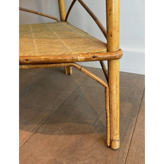 Image 1 of Etagère d'angle en rotin vintage par Adrien Audoux et Frida Minet, France 1950
