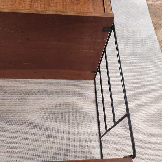 Image 1 of Etagère vintage en métal laqué noir et teck, 1960