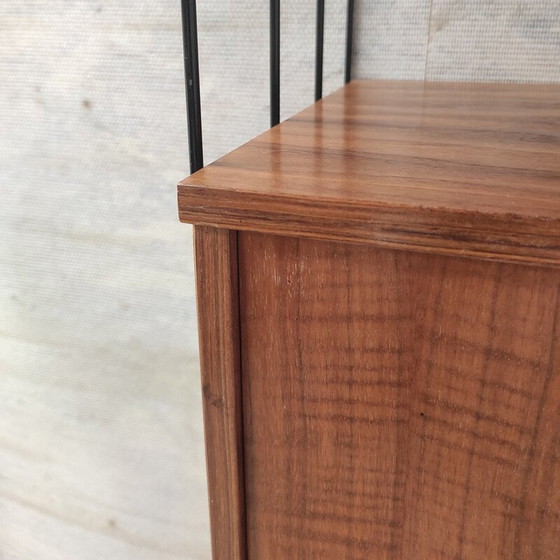 Image 1 of Etagère vintage en métal laqué noir et teck, 1960