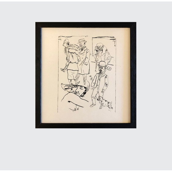 Image 1 of Ensemble de 8 gravures anciennes de George Grosz, Italie 1945