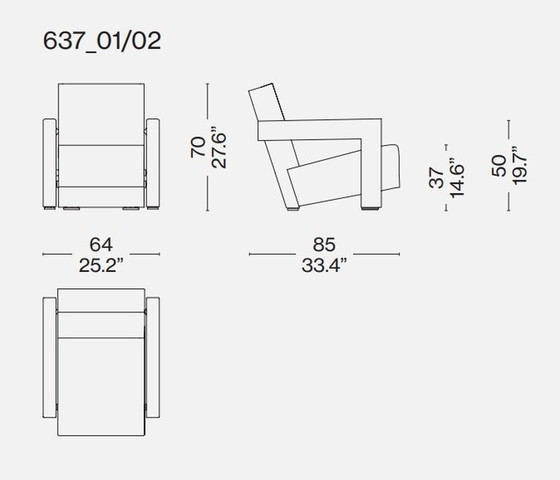 Image 1 of  Cassina Armchair 637 Utrecht (New-Never Used) In Grey Wool