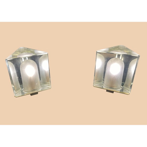Image 1 of Paire de lampes triangulaires vintage en laiton poli par Alessandro Mendini, 1970