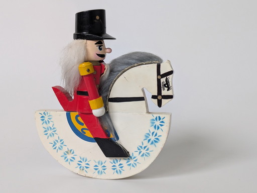 Casse-Noisette à cheval | Figurine en bois vintage | Allemagne, 1970's