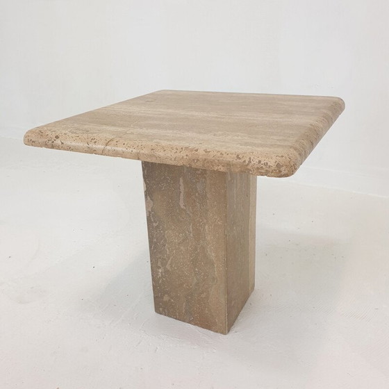 Image 1 of Ensemble de 3 tables basses vintage en travertin, Italie 1980