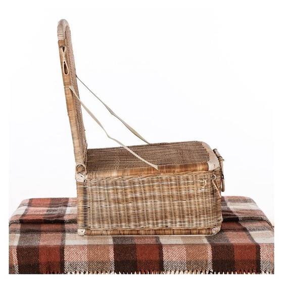Image 1 of Panier de pique-nique et siège en osier vintage, années 1950