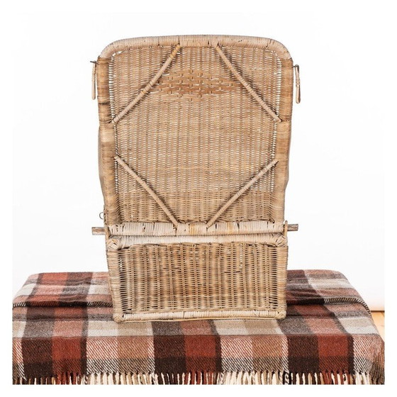 Image 1 of Panier de pique-nique et siège en osier vintage, années 1950