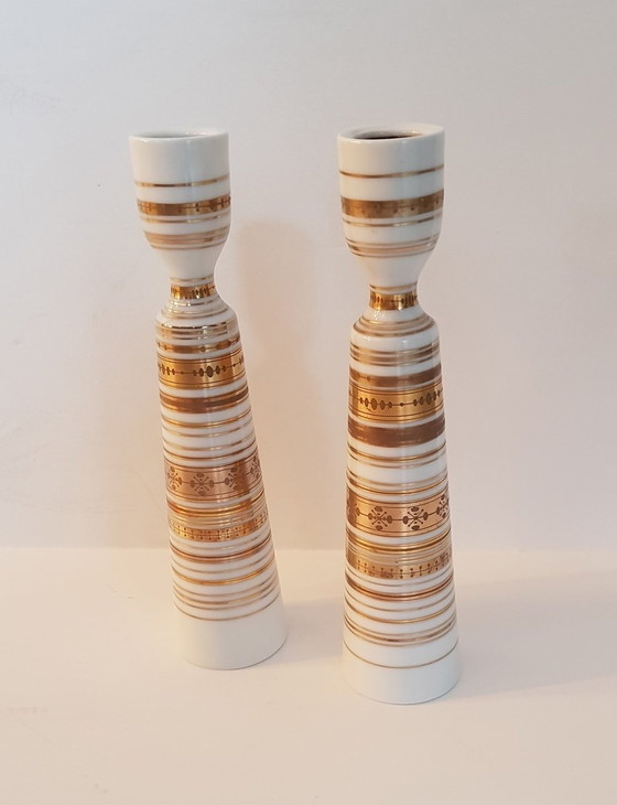 Image 1 of 2X Bougeoirs par Bjørn Wiinblad pour Rosenthal, 1960S