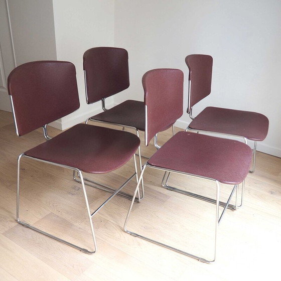 Image 1 of Ensemble de 4 chaises luge vintage par Max Stacker pour Steelcase, 1970