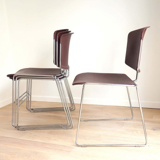 Image 1 of Ensemble de 4 chaises luge vintage par Max Stacker pour Steelcase, 1970