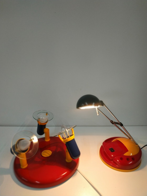Image 1 of Set Massive Memphis Milano Style plafonnier et lampe de bureau