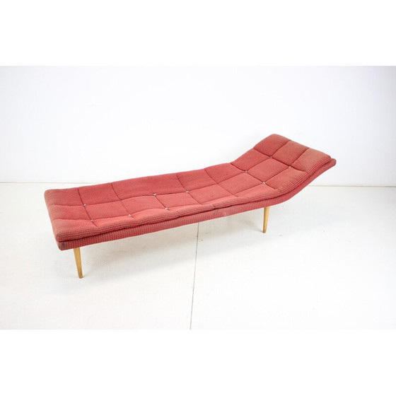 Image 1 of Lit de jour vintage en tissu et bois, Tchécoslovaquie, années 1960
