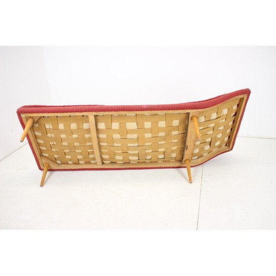 Image 1 of Lit de jour vintage en tissu et bois, Tchécoslovaquie, années 1960
