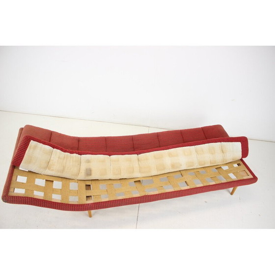 Image 1 of Lit de jour vintage en tissu et bois, Tchécoslovaquie, années 1960