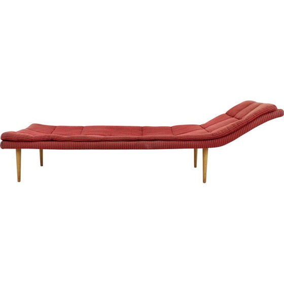 Image 1 of Lit de jour vintage en tissu et bois, Tchécoslovaquie, années 1960