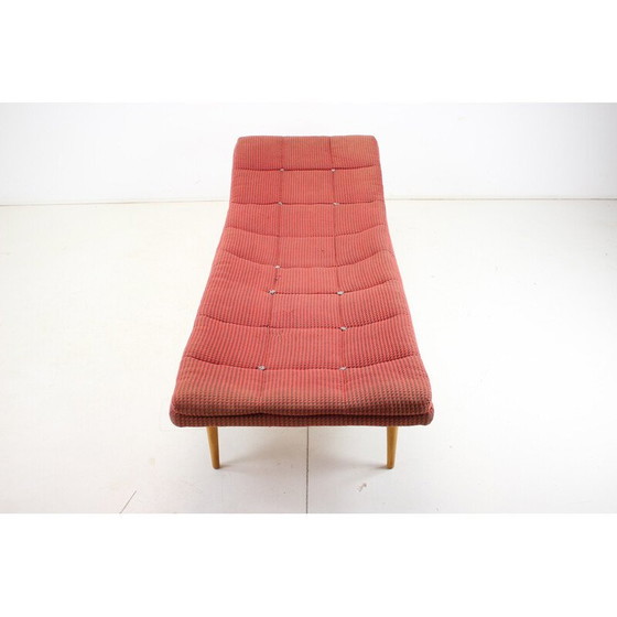 Image 1 of Lit de jour vintage en tissu et bois, Tchécoslovaquie, années 1960